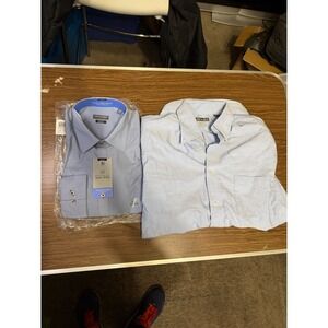 Lot 2 Van Heusen Men's Dress Shirts Bundle Blue Slim & Regular Fit Size 16½